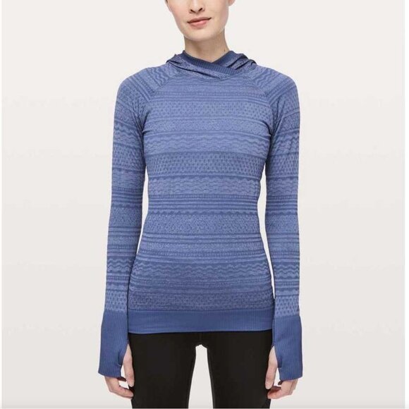 Lululemon Rest Less Long Sleeve Hooded Blue Top Women 4 - Picture 1 of 9
